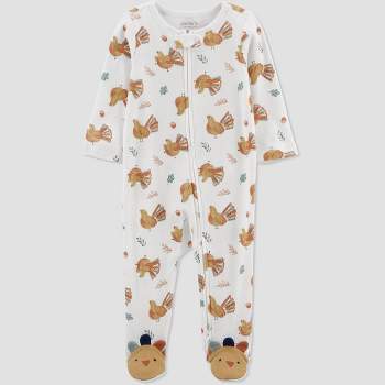 Carter's Just One You®️ Baby Turkey Footed Pajama - White/Brown