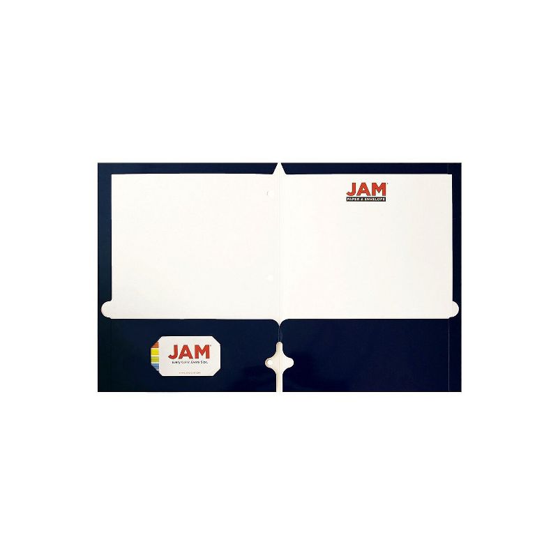 JAM Paper Laminated Glossy 3 Hole Punch Two-Pocket School Folders Navy Blue 385GHPNAC, 2 of 7