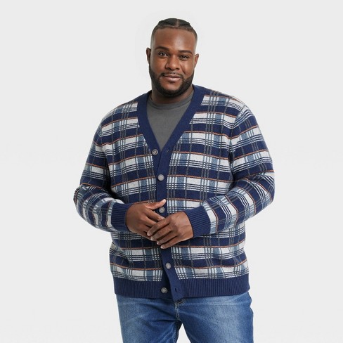 Plaid hot sale cardigan mens