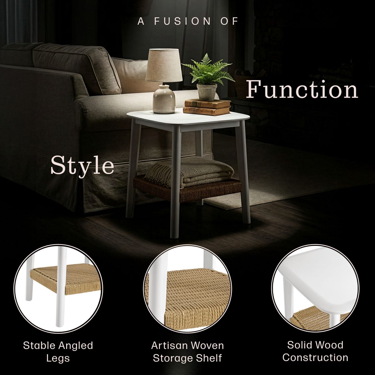 Alaterre Furniture Calais Side Table, White - thumbnail 2