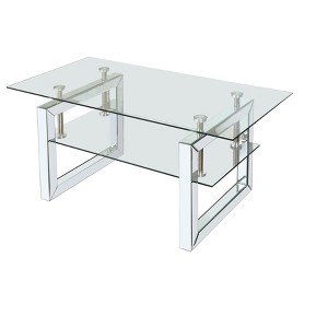 NicBex 2-Tier Rectangle Tempered Glass Coffee Table Center Dining Table with Open Shelf for Living Room - 1 of 4
