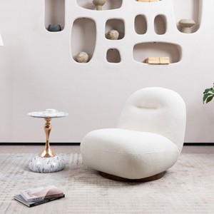 Large Swivel Accent Chair,Velvet Fabric Upholstered Sofa Chair,Living Room Armless Comfortable Chair With Solid Wood Frame-Coolbibila - 1 of 4