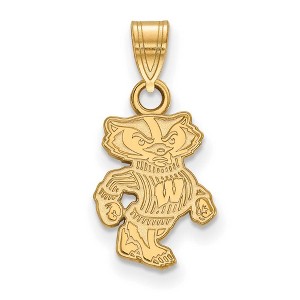 Black Bow Jewelry 14k Yellow Gold Plated Sterling Silver Wisconsin Badgers NCAA Small Pendant - 1 of 3