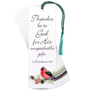 Dickson's Thanks Be to God for His Unspeakable Gift - 2 Corinthians 9:15 - Multicolor 6 x 2 Inch Paper/Tassel Place Holder Bookmark; Package of 12 - 1 of 1