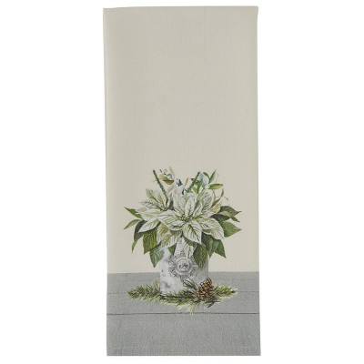 Park Designs Joy White Poinsettia Dishtowel Set of 2