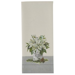 Park Designs Joy White Poinsettia Dishtowel Set of 2 - 1 of 3