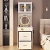 KTMBDW Vanity Desk with Mirror and LED Lights, Makeup Table with Charging Station and drawers and Storage Shelves for Small Space, Bedroom - 2 of 4