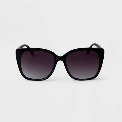 Women's Metal Oversized Cateye Sunglasses - A New Day™ Black: Maximum UV Protection, Recycled Plastic & Metal Frame