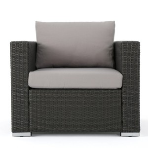 Outdoor Faux Rattan Club Chair with Water Resistant Cushion,Lounge Chair with Aluminum Frame,Patio Club Chair for Garden Backyard-Koiai - 1 of 4