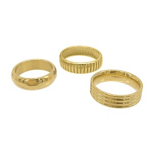 Adornia Tarnish Resistant 14k Gold Plated Wide Stacking Band Set - 1 of 4