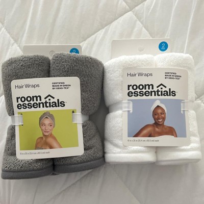 2pk Microfiber Bath Hair Wrap Set Gray Room Essentials Target