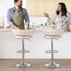 Hooseng Adjustable Bar Stools Set of 2, Velvet Upholstered Bar Stools with Black Metal Legs and 360°Swivel - 3 of 4