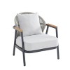 Outdoor Rope Lounge Chairs,Cushioned Patio Club Chairs with Gray Frame and Plastic Wood Armrests–Maison Boucle - 3 of 4