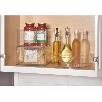 iDESIGN Linus Recycled Plastic Stackable Kitchen Storage Bin with Integrated Handles Clear: Cabinet Organizer, 10"x8"x5" — фото 4