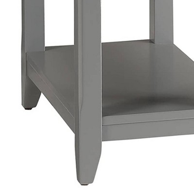 Gray Wooden Rectangular Side Table with Storage
