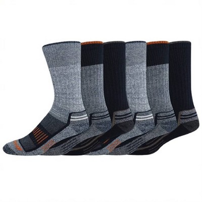 Dickies Men's Navigator Crew Socks 6pk - Blue/Orange/Gray 10-12