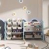 KWPZQEB Toy Storage Organizer - Toy Organizers and Storage with 2 Tier Bookshelf & 12 Storage Bins, Kids Bookshelf and Toy Storage for Kids Room - 3 of 4