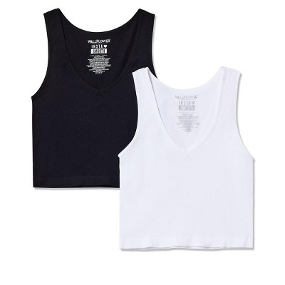 WallFlower Women's Insta Smooth Olivia Seamless Rib V-Neck Tank