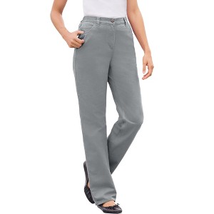 Woman Within Plus Size Tall Perfect Cotton Back Elastic Denim Jean - 1 of 4