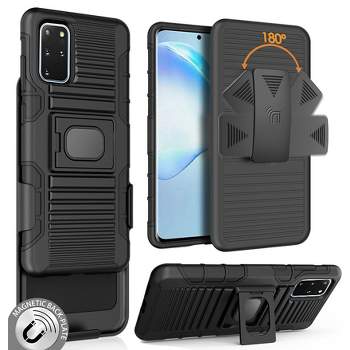 Nakedcellphone Combo for Samsung Galaxy S20 Plus - Ring Grip/Stand Case and Belt Clip Holster - Black
