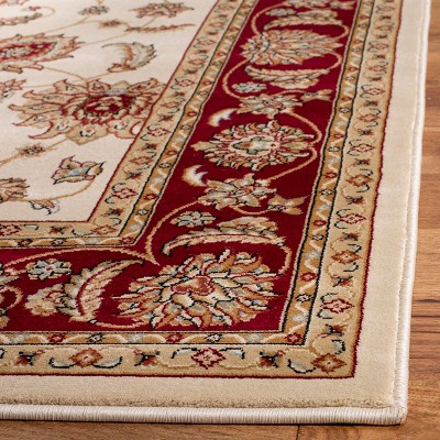Majesty Cream and Red Synthetic Traditional Rectangular Area Rug