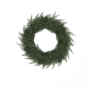 LuxenHome 35-Inch Large Artificial Holiday Wreath, Green Christmas Mantel & Entryway Accent - 1 of 4