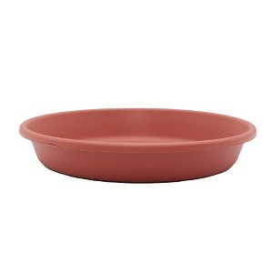 The HC Companies Classic Plastic 14" Round Plant Flower Pot Planter Deep Saucer Drip Tray for Indoor or Outdoor Settings, Fits 15.5" Pots, Clay - 1 of 2