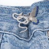 Anna-Kaci 3-Piece Snake and Butterfly Jean Buckle Extender Set with Detailed Metal Designs for Adjustable Fit and Added Waistroom 1.4x1.2in - Silver - 2 of 4