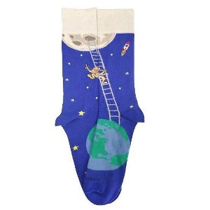 It is Good to Dream - Monkey Climbing Ladder to the Moon Socks from the Sock Panda (Men's Sizes Adult Large) - 1 of 4