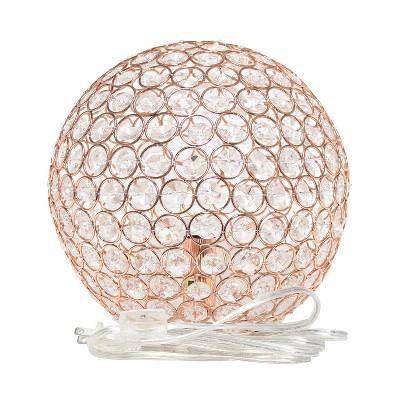 10" Rose Gold Crystal Ball Table Lamp with Steel Frame