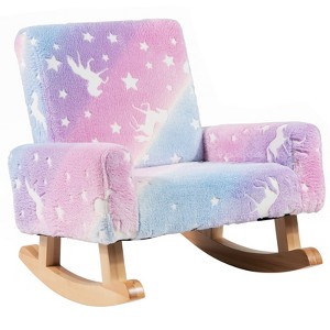 Infans Kids Rocking Chair Upholstered Flannel Children Rocker with Comfy Backrest - 1 of 4