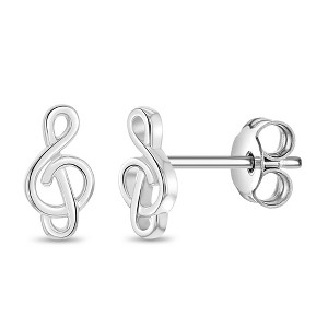 Girls' Bright Treble Clef Standard Sterling Silver Earrings - In Season Jewelry - 1 of 4