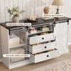 4 Drawer Dresser for Bedroom, 59" Wood Dressers with Sliding Barn Doors, TV Stand with Large Drawers & Bar Handles - 3 of 4