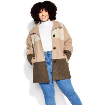 Avenue  Women's Plus Size Color Block Stripe Jacket - Chocolate - 14w/16w  : Target