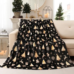 Lomsoe Christmas Throw Blanket Christmas Reindeer Blanket Ultra Soft Flannel Blankets Winter Warm Bed Blankets Xmas Holiday Decor. - 1 of 4