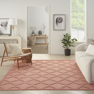 Coral Orange Trellis Flat Woven Synthetic 8' x 10' Rug