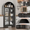 SUXXAN 73'' Metal Tall Arched Display Cabinet with Glass Doors and 2 Drawers, Assembly Required,Black - 4 of 4