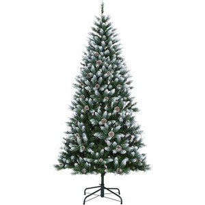 Pre-Lit Artificial Christmas Tree with LED Lights, 8 Lighting Modes, Foldable Stand & Foot Pedal Switch, Holiday Decoration - 1 of 4