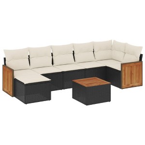 vidaXL Garden Sofa Set Black PE rattan Large Modular Garden Sofa Set - 1 of 4