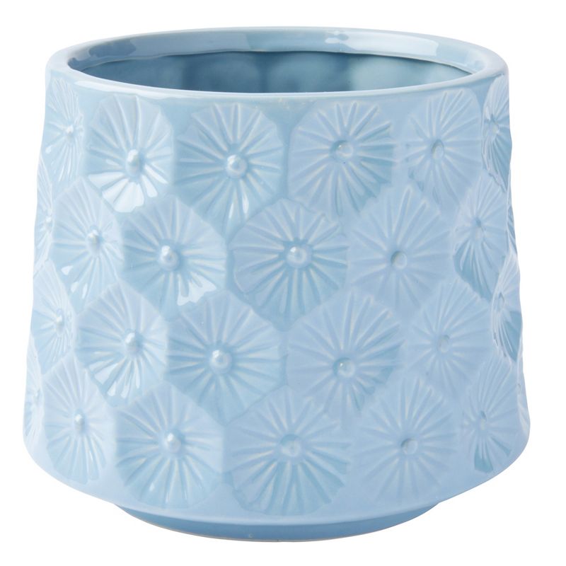 The Lakeside Collection Textured Floral Planters - Blue, 1 of 3
