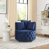 Velvet Upholstered Swivel Chair with Button Tufted Design, Movable Wheels and 3 Pillows for Living Room, Bedroom - 2 of 4