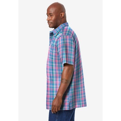 KingSize Short-Sleeve Plaid Shirt