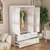 FUFU&GAGA Modern Style Pure White Armoire 3 Doors 4 Drawers Line Pattern Fashion Wardrobe - 3 of 4