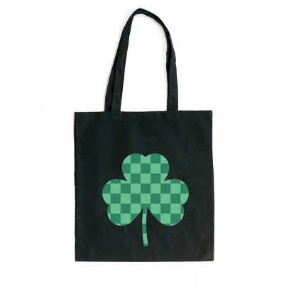 City Creek Prints Checker Shamrock Canvas Tote Bag - 15x16 - Black