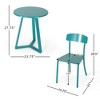 SKRAN Outdoor Metal Dining Set of 3,Iron Bistro Set,Includes Two Chairs and One Table For Patio, Garden and Indoor, Matte Teal - 3 of 4