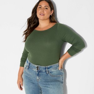 Women's Slim Fit Long Sleeve Round Neck T-Shirt - Wild Fable™ - 1 of 3