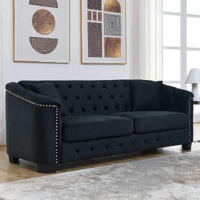 NicBex 59/77 Inch Loveseat,Modern Chesterfield Velvet Loveseat Sofa with Tufted Backrests,Upholstered Couch for Living Room,Bedroom,Lounge