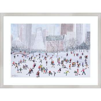 Amanti Art Skating Rink Central Park New York by Judy Joel Wood Framed Wall Art Print 25 in. x 19 in.