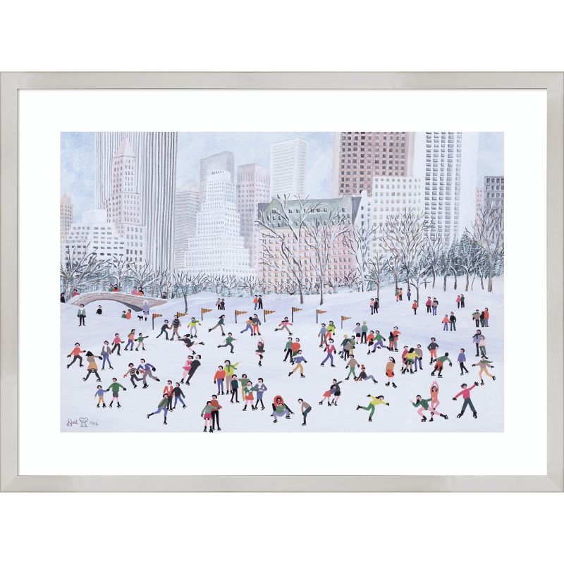 Amanti Art Skating Rink Central Park New York by Judy Joel Wood Framed Wall Art Print 25 in. x 19 in., 1 of 7