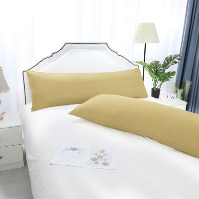 2 Pcs 20"x48" 1800 Series Soft Brushed Microfiber Pillow Cover Gold - PiccoCasa